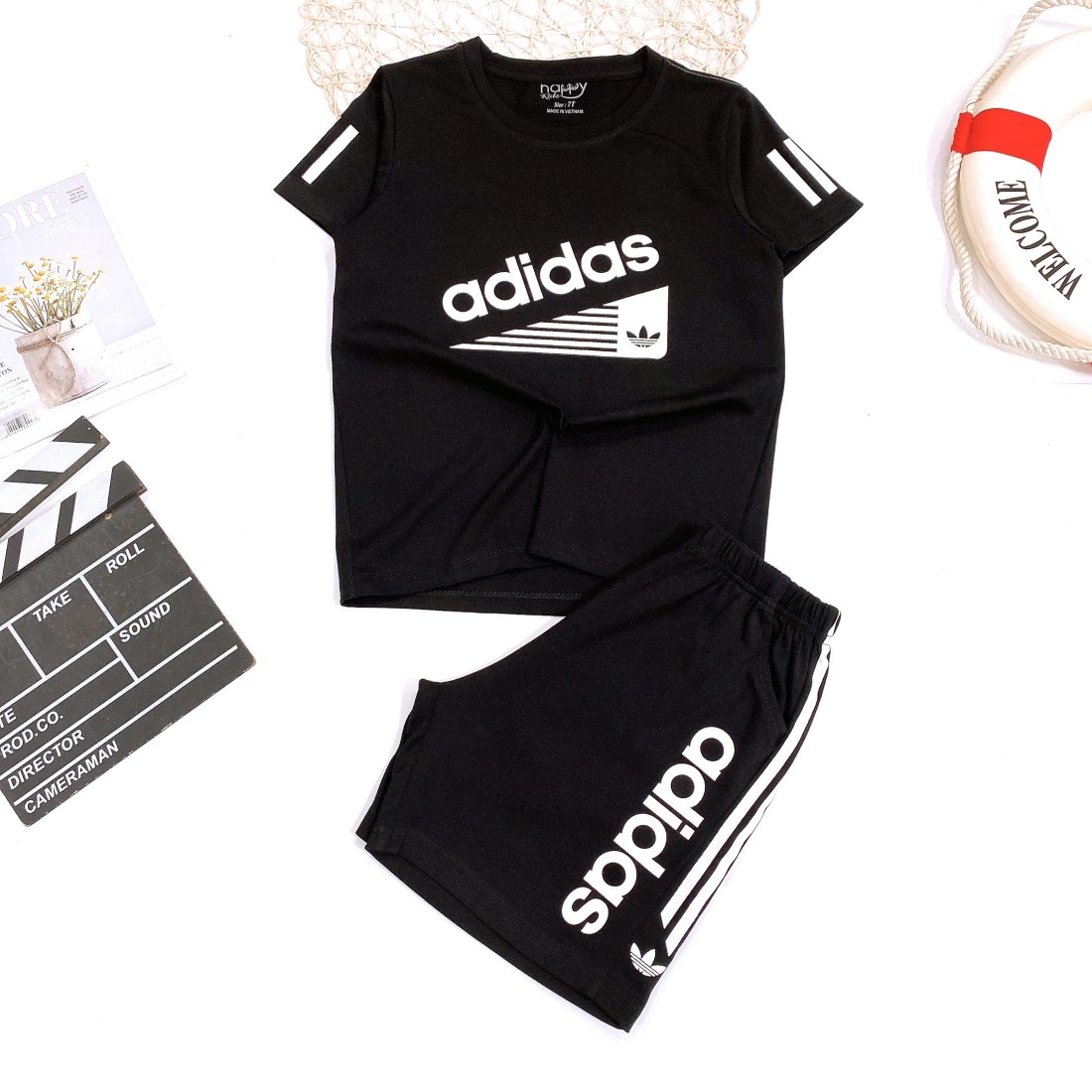 Bộ bé trai cotton in hình adidas-ĐỒ BỘ XUÂN HÈ BÉ TRAI